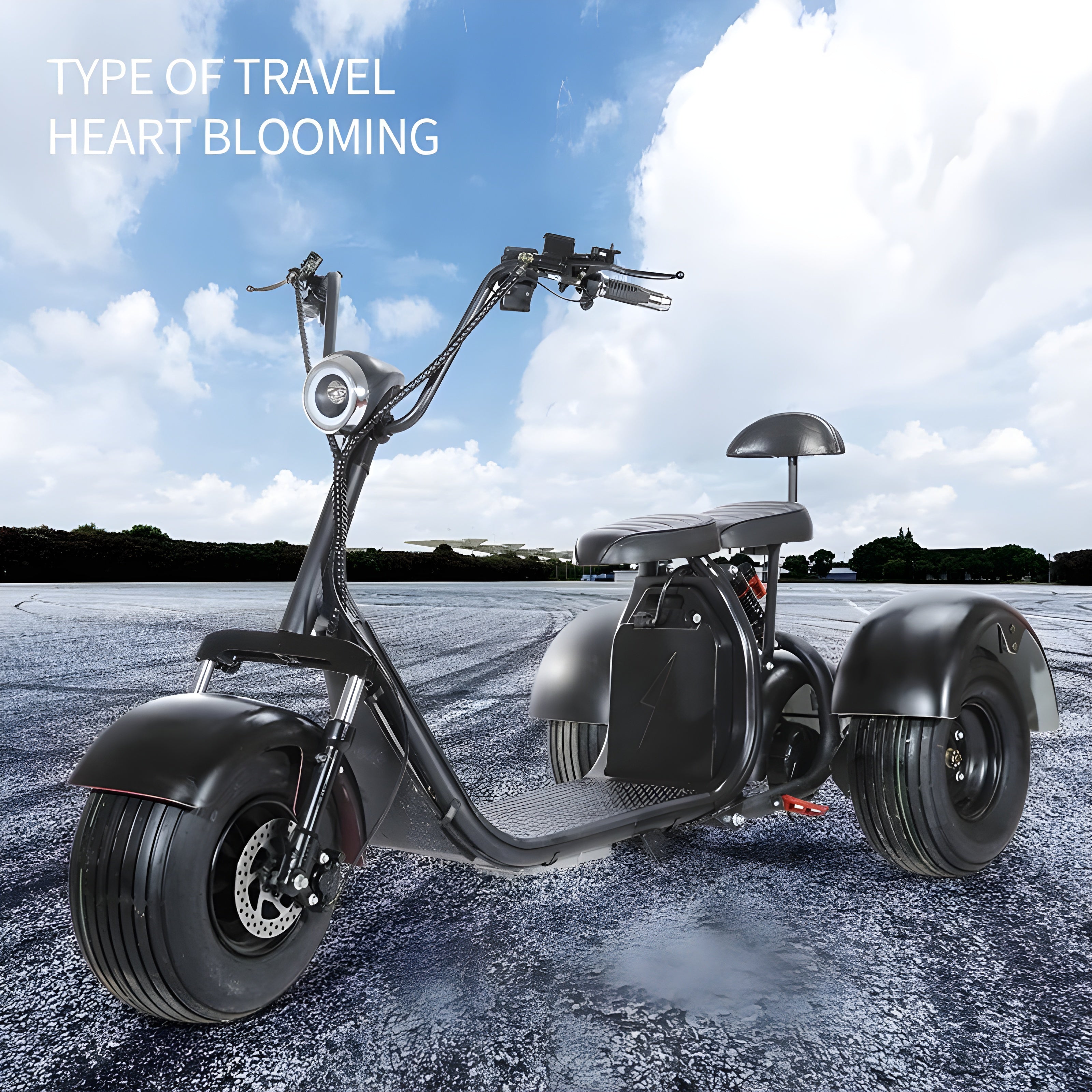 SoverSky T7.0 60V 2000W Fat Tire Electric Trike Scooter - SOV-T70-RED
