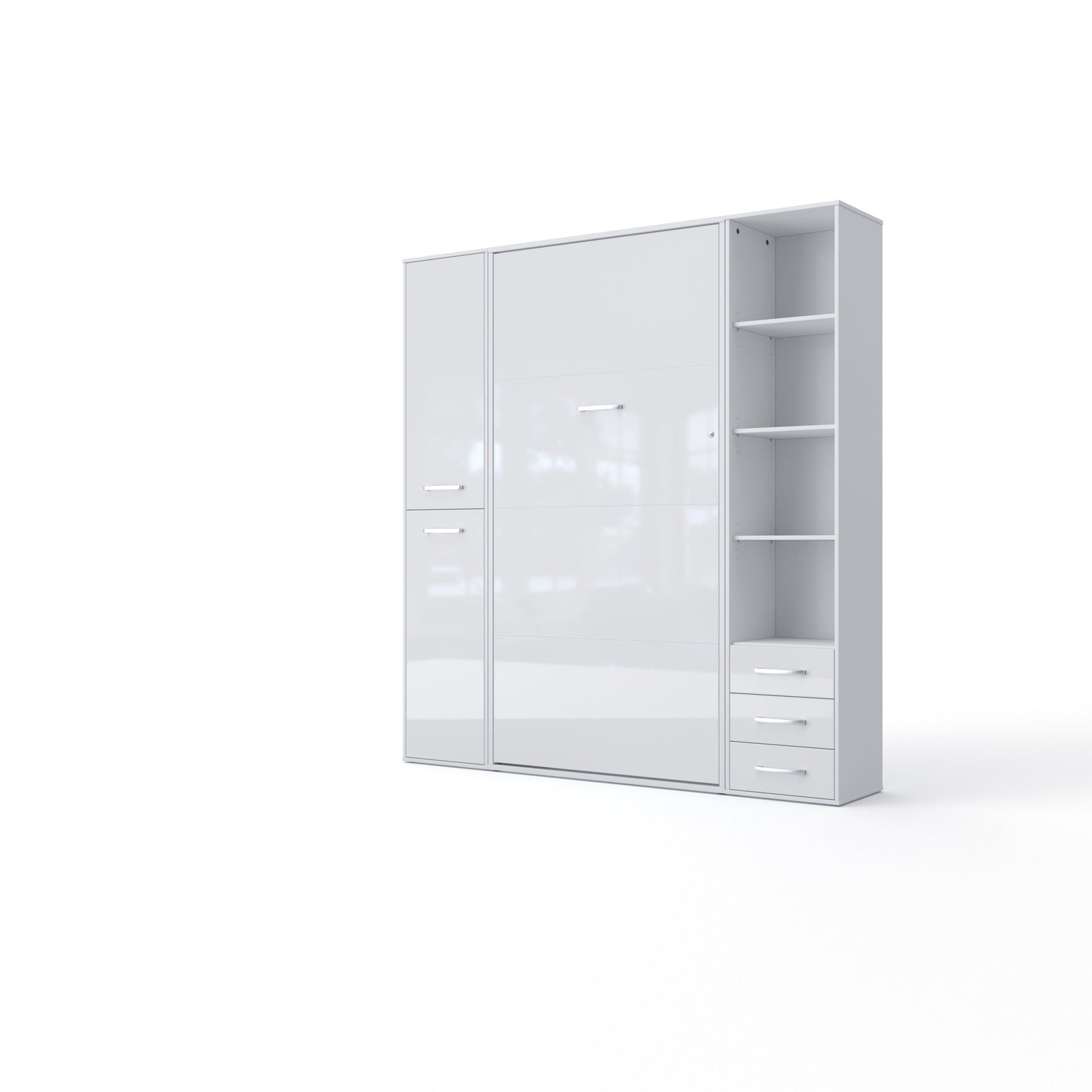Maxima House Invento Vertical Wall Bed, European Twin Size with 2 cabinets  - IN90V-08/09W