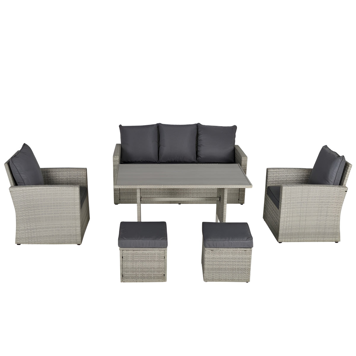 Outsunny 6 Piece Patio Dining Set All Weather Rattan Wicker Furniture Set - 861-040GY